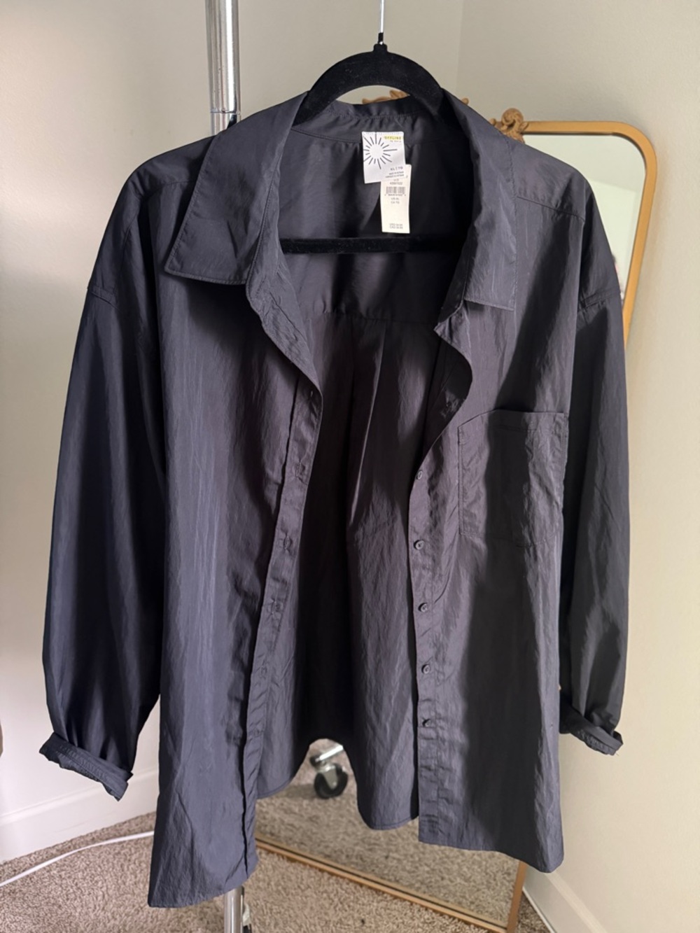 aerie Black Button-Down Shirt